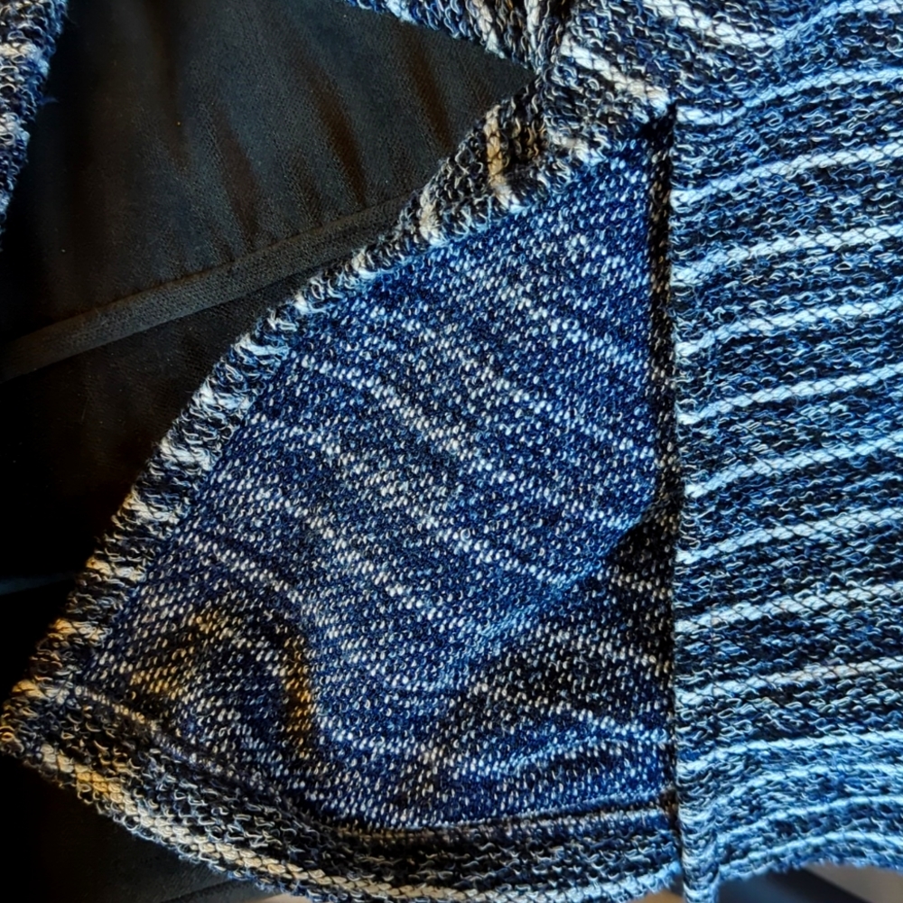 LOFT Dark Navy Blue and White Cowl Neck Sweater - Picture 6 of 7